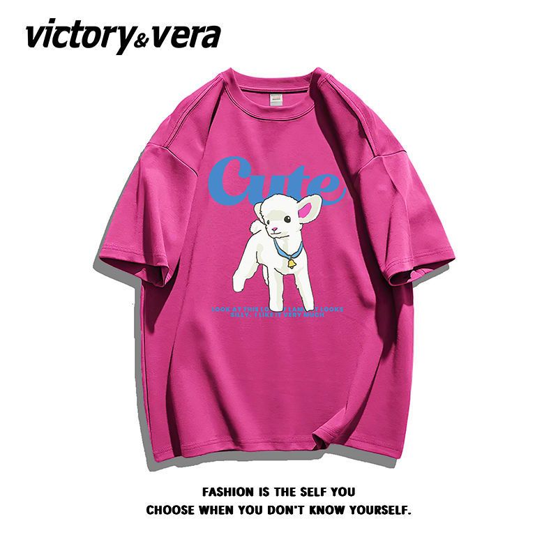VICTORYVERA小众别致纯棉法式慵懒风短袖t恤女2022夏季宽松体恤衫