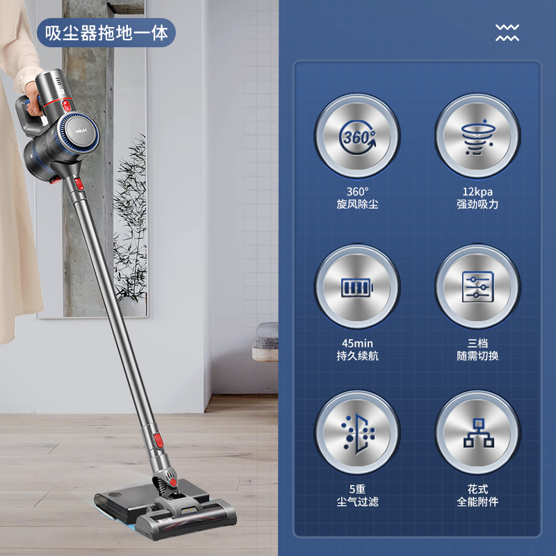海尔(Haier)无线吸尘器家用大吸力吸尘机吸拖地一体机强力除螨手持式 HZ-G7S[吸尘器+紫外线除螨仪]高清大图