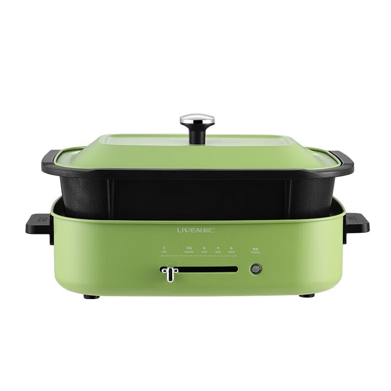 利仁多功能锅电煮锅电火锅家用电炒锅料理锅4升电热锅煎烤涮 分体式 LPHG-419绿色高清大图