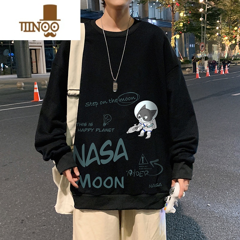 YANXUhiphop炸街t恤长袖衣服男打底衫圆领卫衣款内搭秋衣上衣高清大图