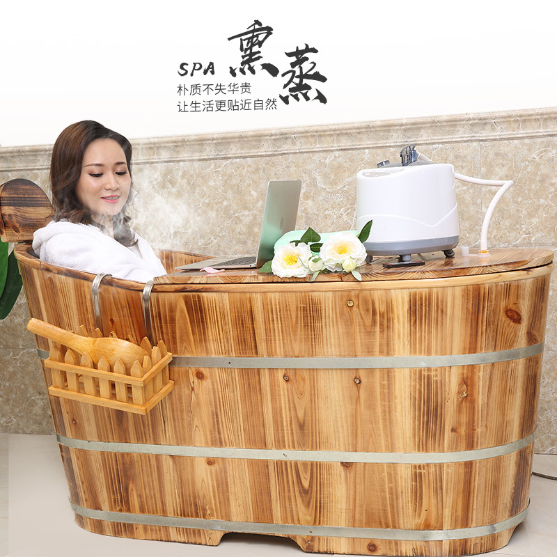 沐浴桶美容院熏蒸桶全身家用泡澡实木木质大人木浴桶古达成人木桶浴桶