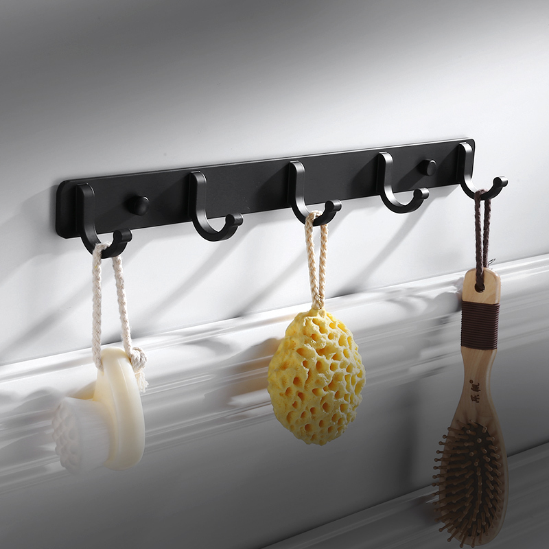 免打孔黑色衣钩美式排钩墙壁壁挂衣钩仿古浴室衣帽钩门后衣服挂钩