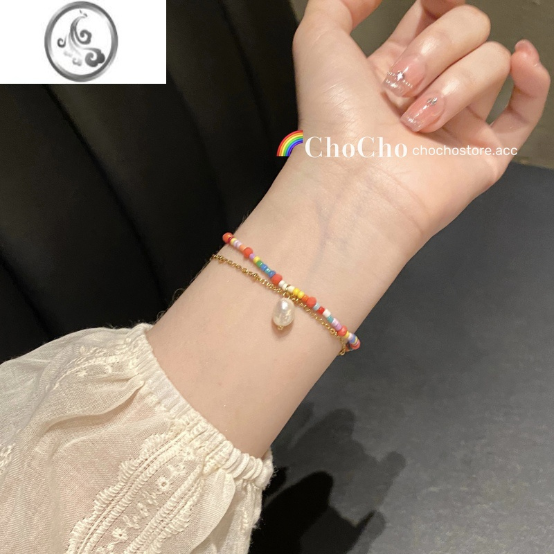 JiMichocho/盛夏的热浪~彩色串珠双层多巴胺手链小众设计感夏季手饰
