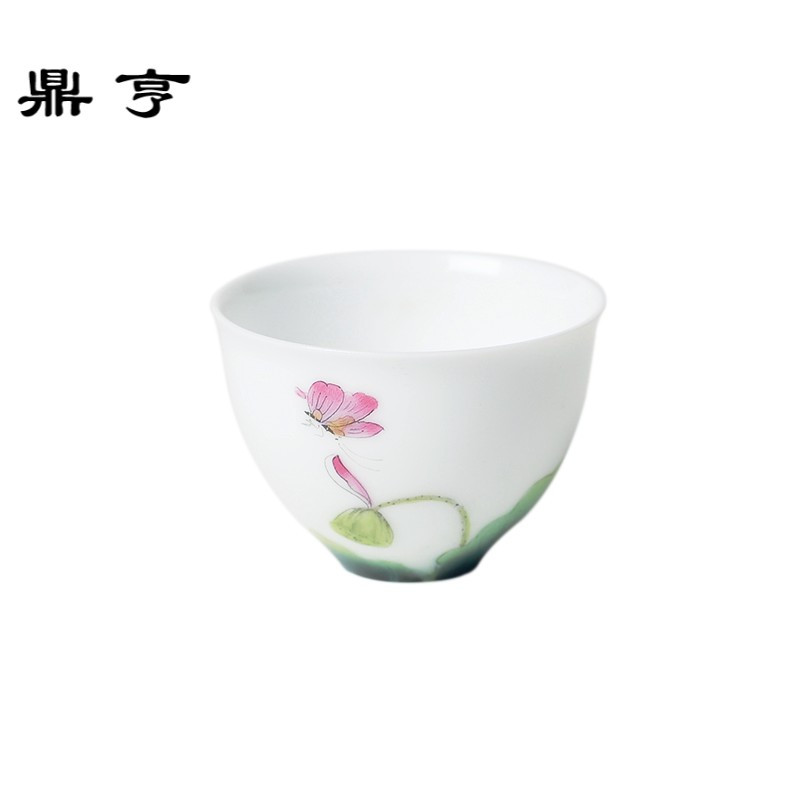 鼎亨 主人杯 小茶杯陶瓷景德镇茶具功夫茶杯花开花落品茗杯白瓷