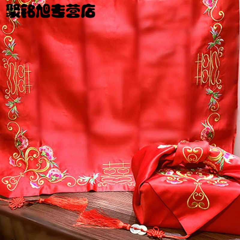 结婚包袱皮大烫金刺绣包盆包被红布婚庆包裹布加厚加大生活日用家庭清洁生活日用缝纫配件/辅料/配饰丝带/绸带