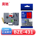 奥驰 标签色带BZe-431 12mm红底黑字 个