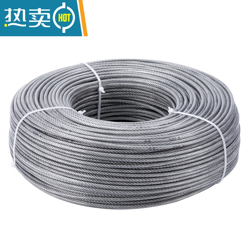 敬平包塑镀锌钢丝绳大棚种植遮阳网拉线软带皮透明包胶3456 8mm晾衣绳 3毫米 100米送8个卡头 透明包塑绳子高清大图