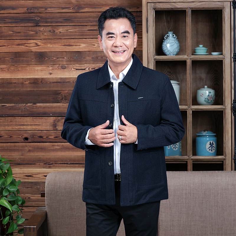 newlake爸爸秋装外套装老爸春秋季50岁60爷爷70老人上衣服薄款中老年