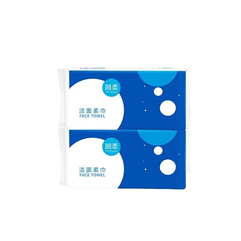 简柔平纹抽取洗脸巾(100片/包) 2包装HM-011