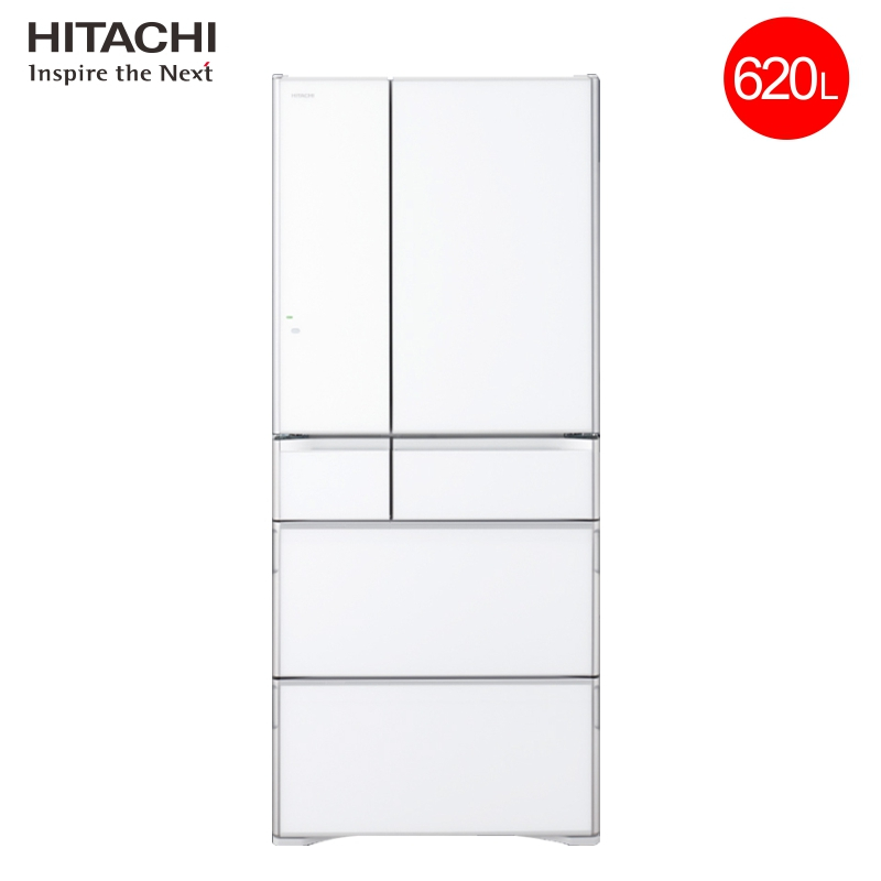 日立(HITACHI) 620升多门风冷变频冰箱触控电动抽屉铂金触媒真空休眠保鲜R-G650G1C水晶白 日本原装进口
