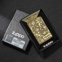 之宝Zippo防风打火机 新款加厚盔甲纯铜双面浮雕唐草富贵花深雕吉祥牡丹花