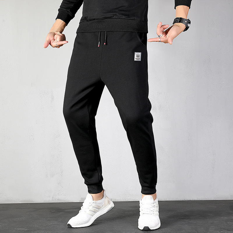 男士运动裤子M-8XL 80-300斤可穿大码裤秋冬季宽松休闲加绒加厚束脚加肥加大动长裤子男AWANHOO 16227