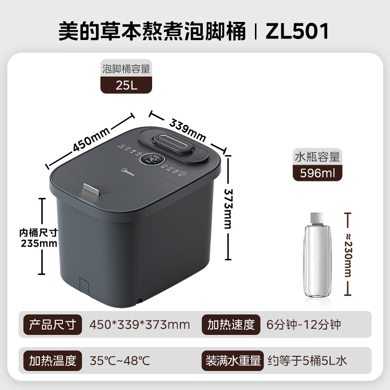 美的(Midea)泡脚桶加热保暖电动足浴盆自动按摩暖脚洗脚盆煮泡桶情人节礼物生日送爸妈长辈男女友 ZL501 GM高清大图