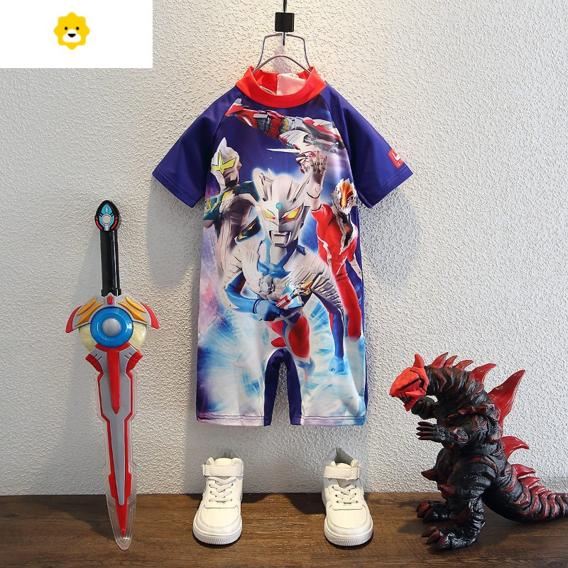 泳衣衣服男孩夏装迪迦赛罗泽塔宇宙英雄男童泳装连体衣 迪迦奥特曼