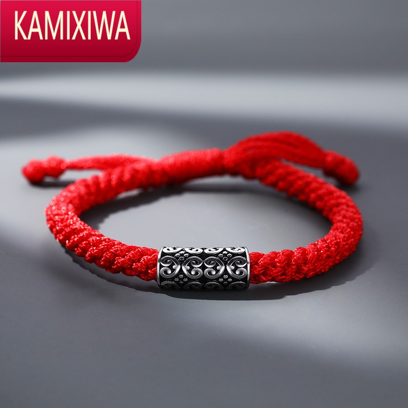 kamixiwa本命年红绳银手链男潮虎年编织男款手绳属虎手饰品新年礼物送