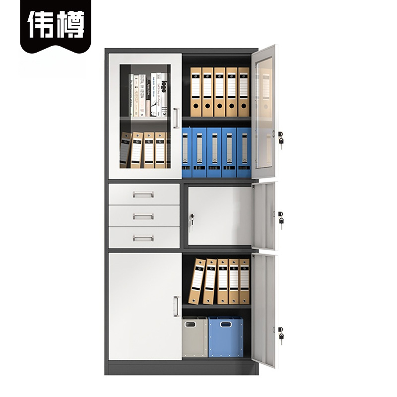 伟樽文件柜灰套白偏三保900*400*1850mm台高清大图