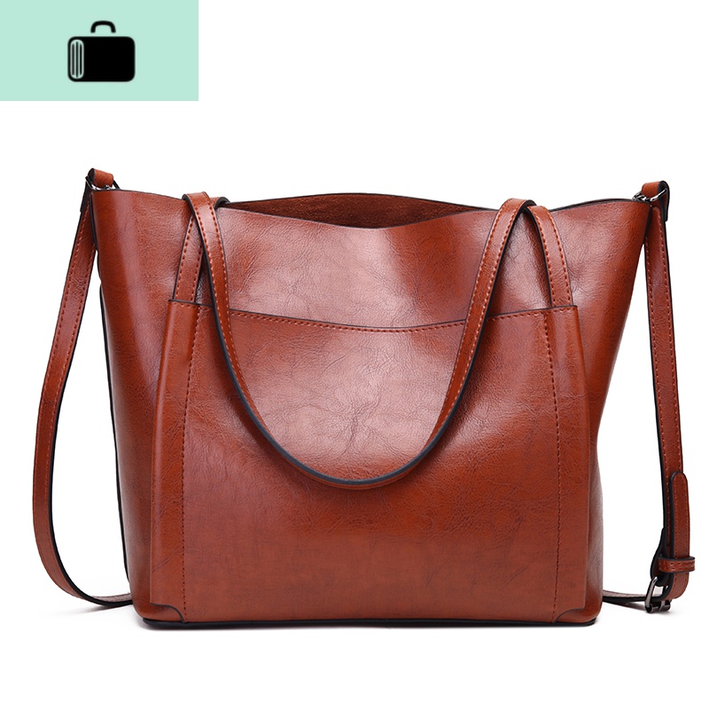 牛皮单肩大包包女2020新款韩版大容量托特包手提斜挎女士真皮包包NEWLAKE高清大图