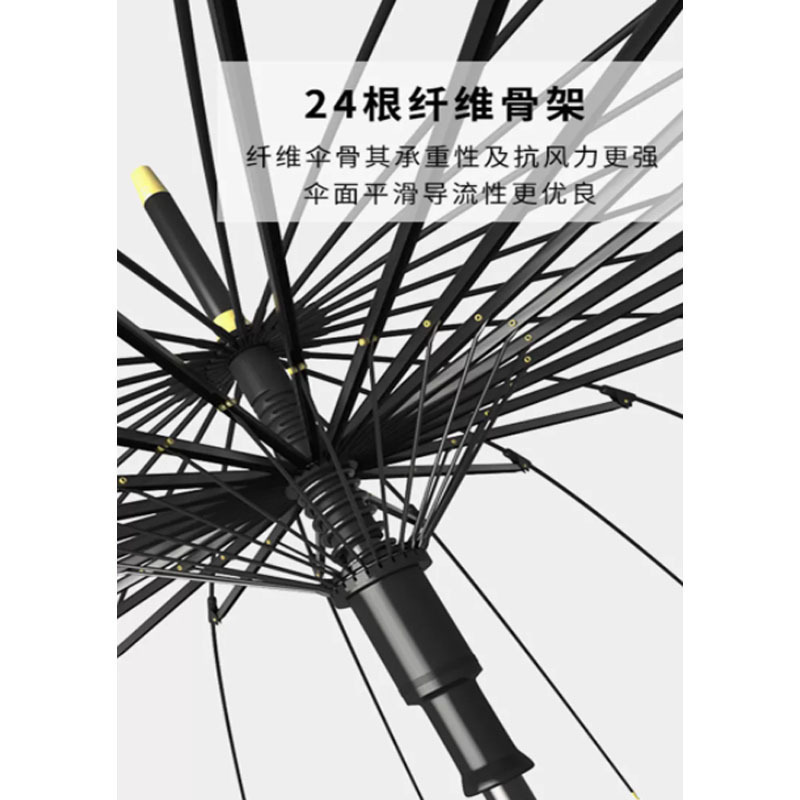 嘉创优品 长柄直杆伞 家用大号加固结实抗风暴雨专用伞24骨手动 军绿色