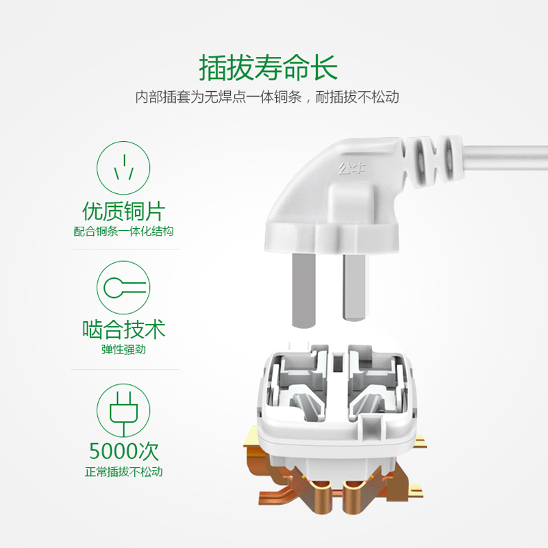 公牛插座面板多孔插排长线接拖线板转换器多功能家用电源插板带线