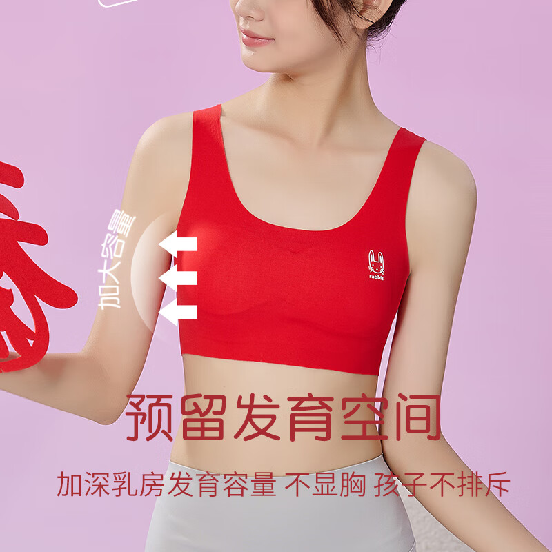 浪莎女童本命年少女内衣套装学生发育期防凸点红色本命年文胸蛇年 D83长款 XL 建议体重95-120斤高清大图