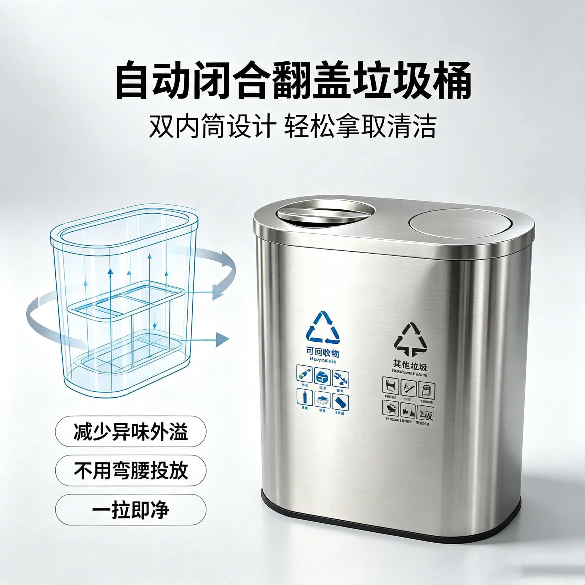 伽隽 垃圾桶 翻盖中号 个高清大图