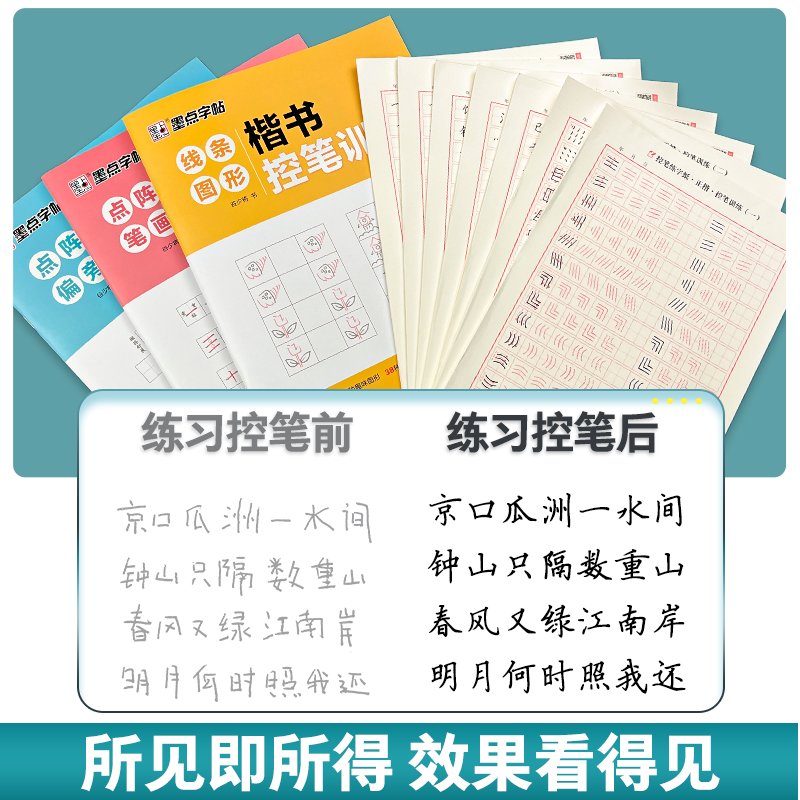 [店长推荐,科学系统]进阶10本装+赠钢笔+墨囊+消字笔+笔芯 [正版]控笔训练字帖小学生幼小衔接笔控练习高中生初中生点高清大图