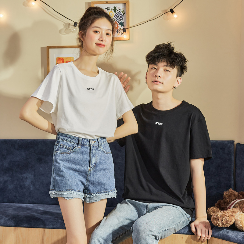 25折价499元唐狮新款情侣装夏装短袖t恤男潮牌纯棉半袖ins衣服女宽松