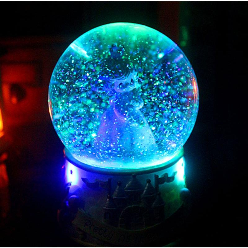 水晶球音乐盒雪花八音盒天空之城发光生日礼物公主女生儿童愚人节