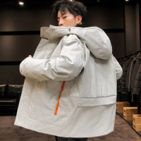 潜徒(QIANTU)新款男士连帽白鸭绒羽绒服男2019年冬季保暖羽绒服潮流韩版休闲外套男 Y195D卡其色 XL