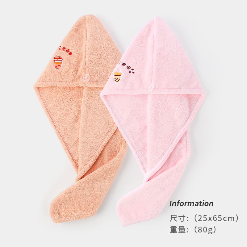 洁丽雅干发帽女超强吸水速干发包头巾加厚擦头毛巾浴帽2条814-1 粉色+桔粉W0929