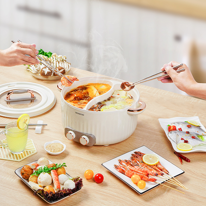 思嘉思达 多功能料理锅鸳鸯锅电热锅火锅电锅家用 双控鸳鸯电火锅 SKD-G0156 4.5L