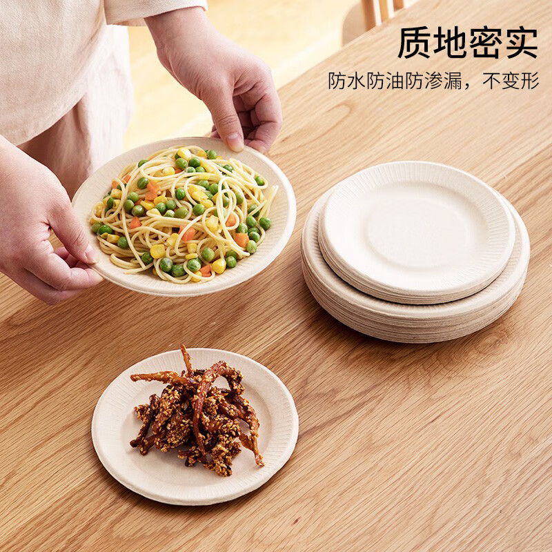 茶花 一次性纸盘子纸碟子果盘 餐盘水果托盘 大号蛋糕盘餐具 24只装高清大图