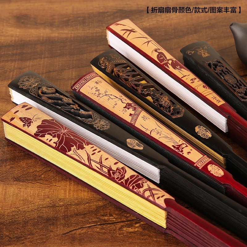 扇折扇中国风古风蹦迪免费题字扇子书法定制防水耐撕故宫绢布折扇