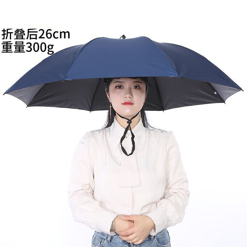翊橙头盔伞带头上的伞帽头戴式遮阳钓鱼伞大号采茶斗笠雨伞帽斗篷头盔高清大图