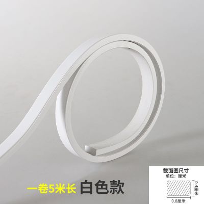 简欧pvc装饰软线条石膏线条吊顶线电视背景墙镜子边框装饰平板线 白色5米(自粘) 0.8厘米宽