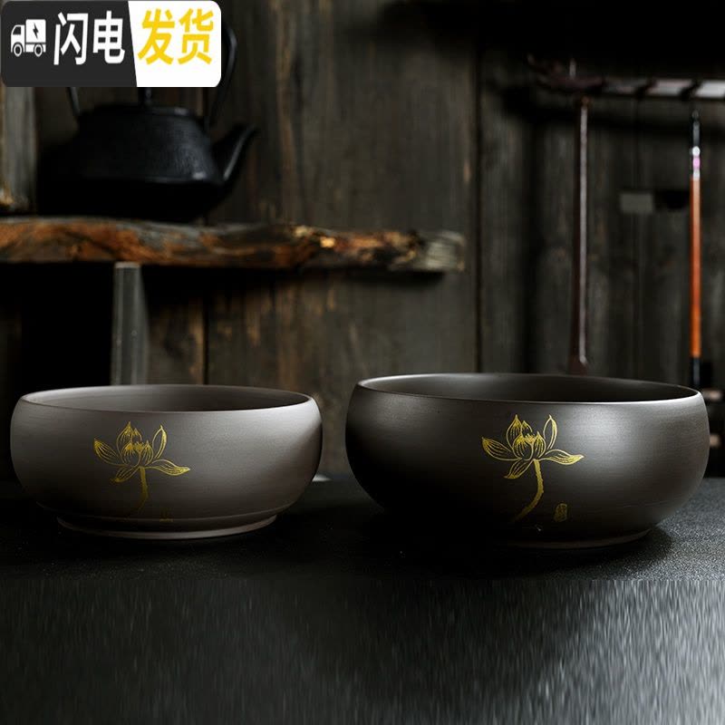 三维工匠水仙铜钱花盆陶瓷家用睡莲碗莲小紫砂无孔水培大号多肉 紫砂水培花盆-佛语 小花盆容器图片