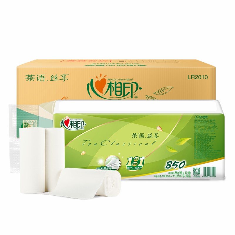 心相印 LR2010(箱装) 茶语丝享系列85克10卷4提装四层无芯卫生纸高清大图