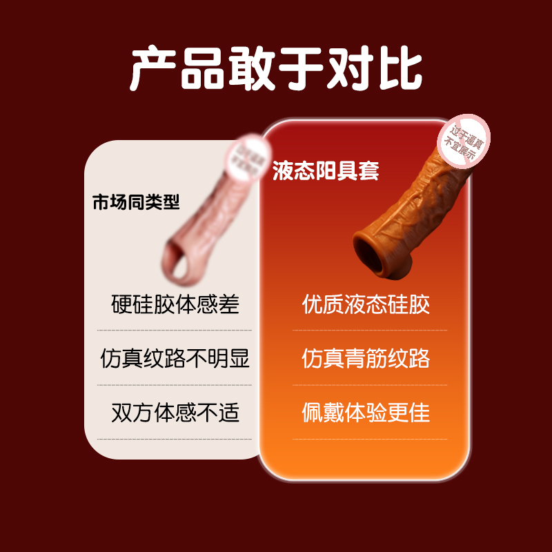 谜姬增粗加长大男根肉棒敏感阴茎套男人专用物理延长蘑菇头仿真物理延长液态硅胶肉茎阳具套延时神器阴经物理增大增长狼牙套棒早泄高清大图