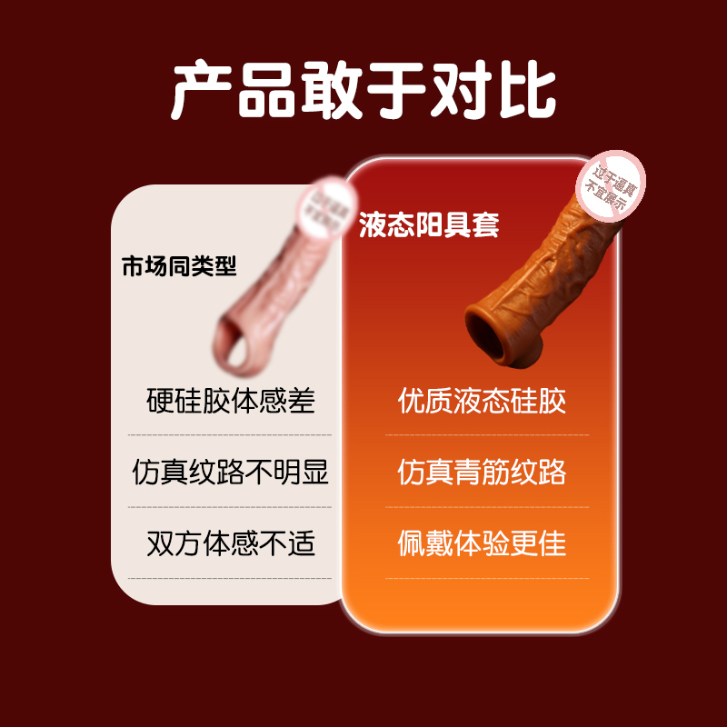 谜姬增粗加长大男根肉棒敏感阴茎套男人专用物理延长蘑菇头仿真物理延长液态硅胶肉茎阳具套延时神器阴经物理增大增长狼牙套棒早泄