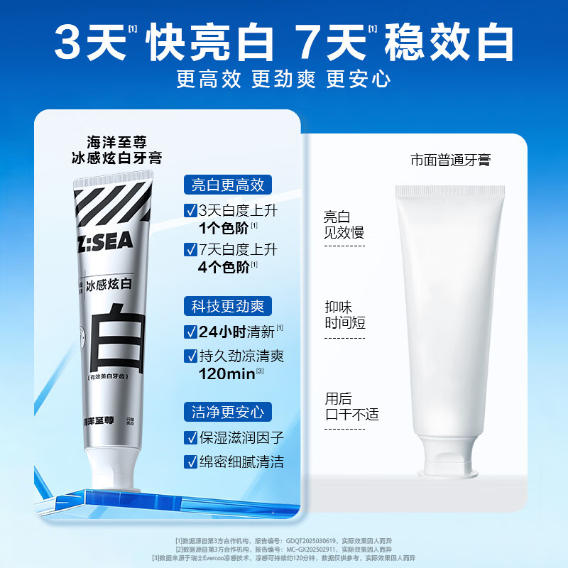 海洋至尊(HAIYANGZHIZUN)冰感炫白牙膏100g(新款)洁净口腔去渍固齿亮白清新口气|高清大图