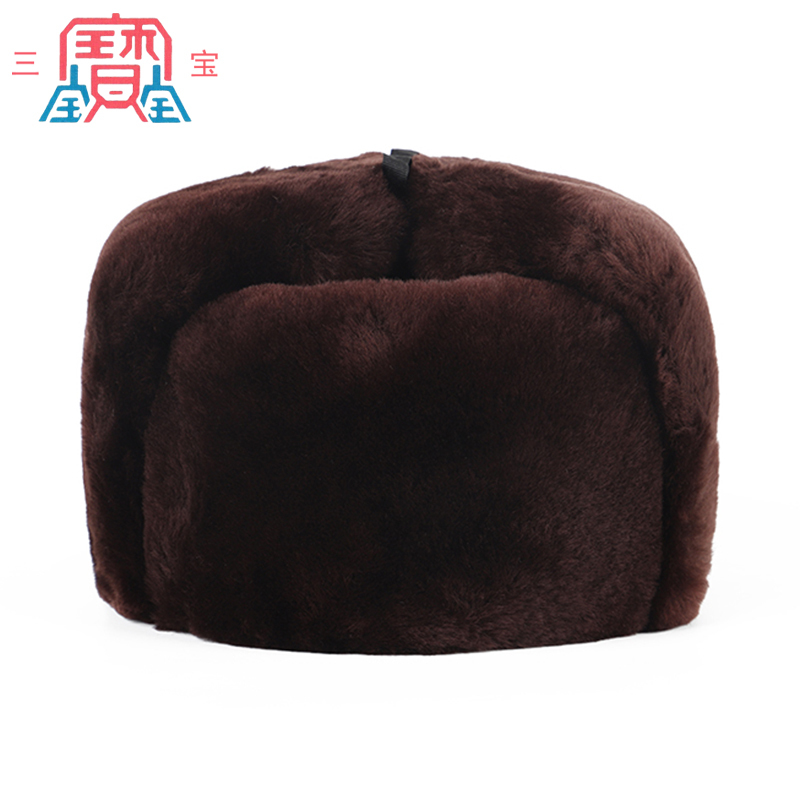 三宝布面仿羊剪绒安全帽防寒帽