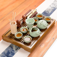 尚帝(shangdi)咖色小兰香茶盘-汝窑巧云壶茶具套装