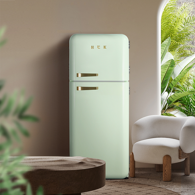 hck哈士奇bcd253rs双门复古冰箱进口家用客厅小型大容量网红高颜值
