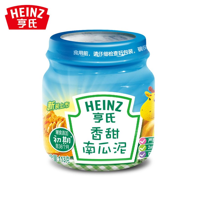 Heinz/亨氏香甜南瓜泥113g 适用辅食添加初期以上至36个月 婴儿辅食泥宝宝佐餐泥蔬菜泥果泥高清大图