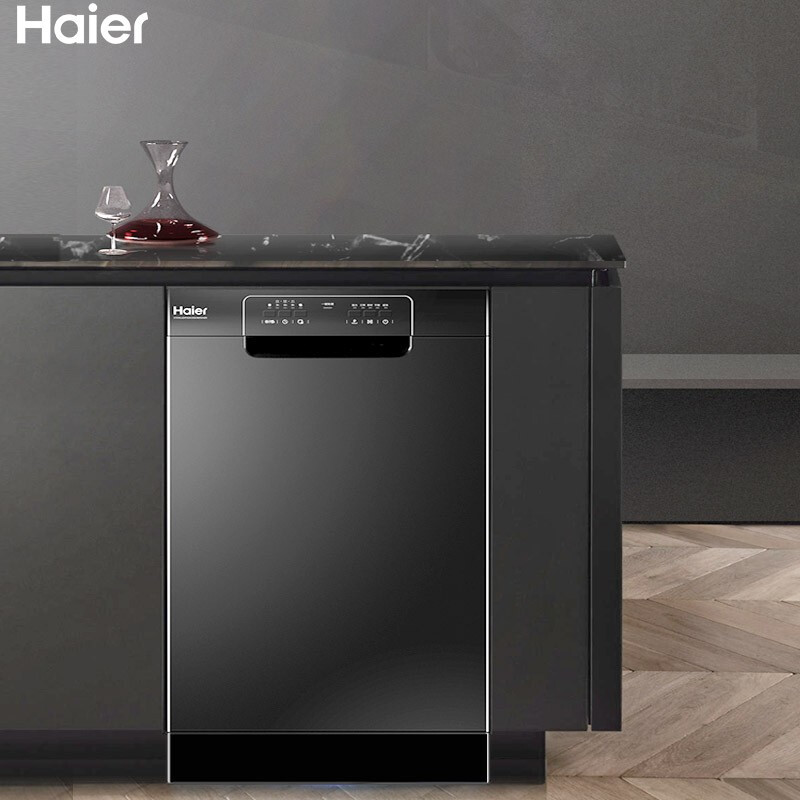 海尔(Haier)10套式洗碗机 80℃高温冲洗 纤薄机身 家用全自动独嵌两用洗碗机EW28BK