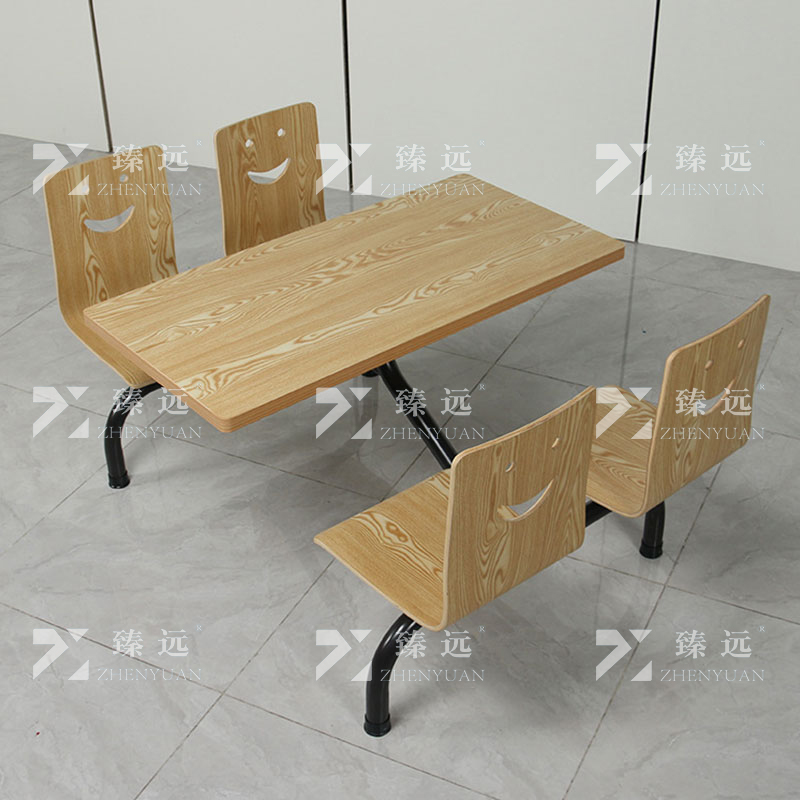 臻远 ZY4040820 连体餐桌椅组合食堂员工餐厅四人位连体餐桌高清大图