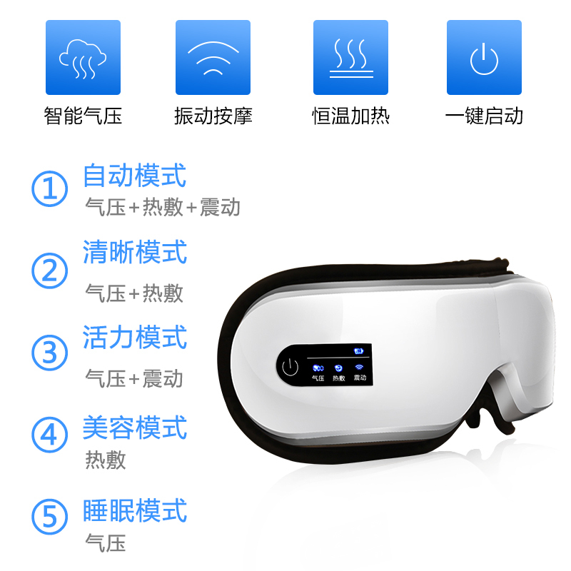 傲盛(AOSHENG) 眼部按摩器Y2 气压+热敷+震动按摩 一键启动 机身一体 无线便携 180°折叠 大容量电池