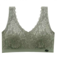 南极人无痕内衣女无钢圈美背小胸聚拢收副乳薄款运动背心式文胸 2XL85D/90ABCD 单件：绿色
