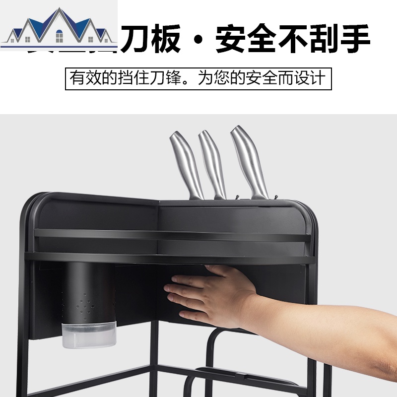 黑色不锈钢厨房置物架壁挂落地2三层三角油盐酱醋收纳架调料架子 三维工匠高清大图