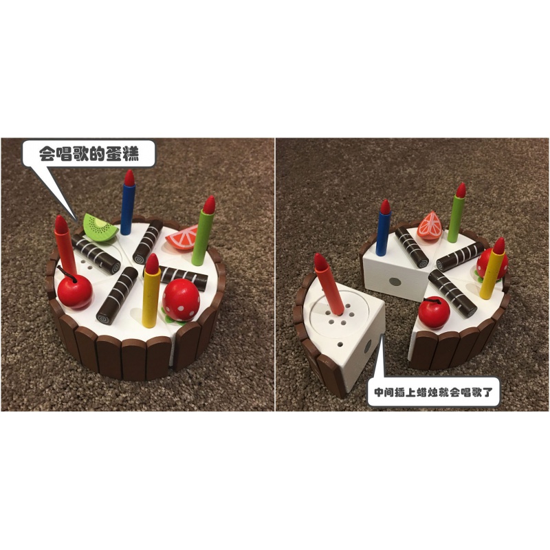 2020热卖女孩新年宝宝仿真蛋糕幼儿园木质切切乐过家家小公主 粉色大蛋糕红茶套高清大图